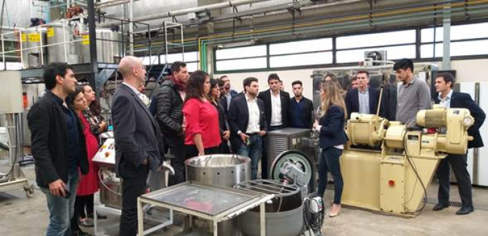 Jvenes recorriendo las instalaciones del INTI